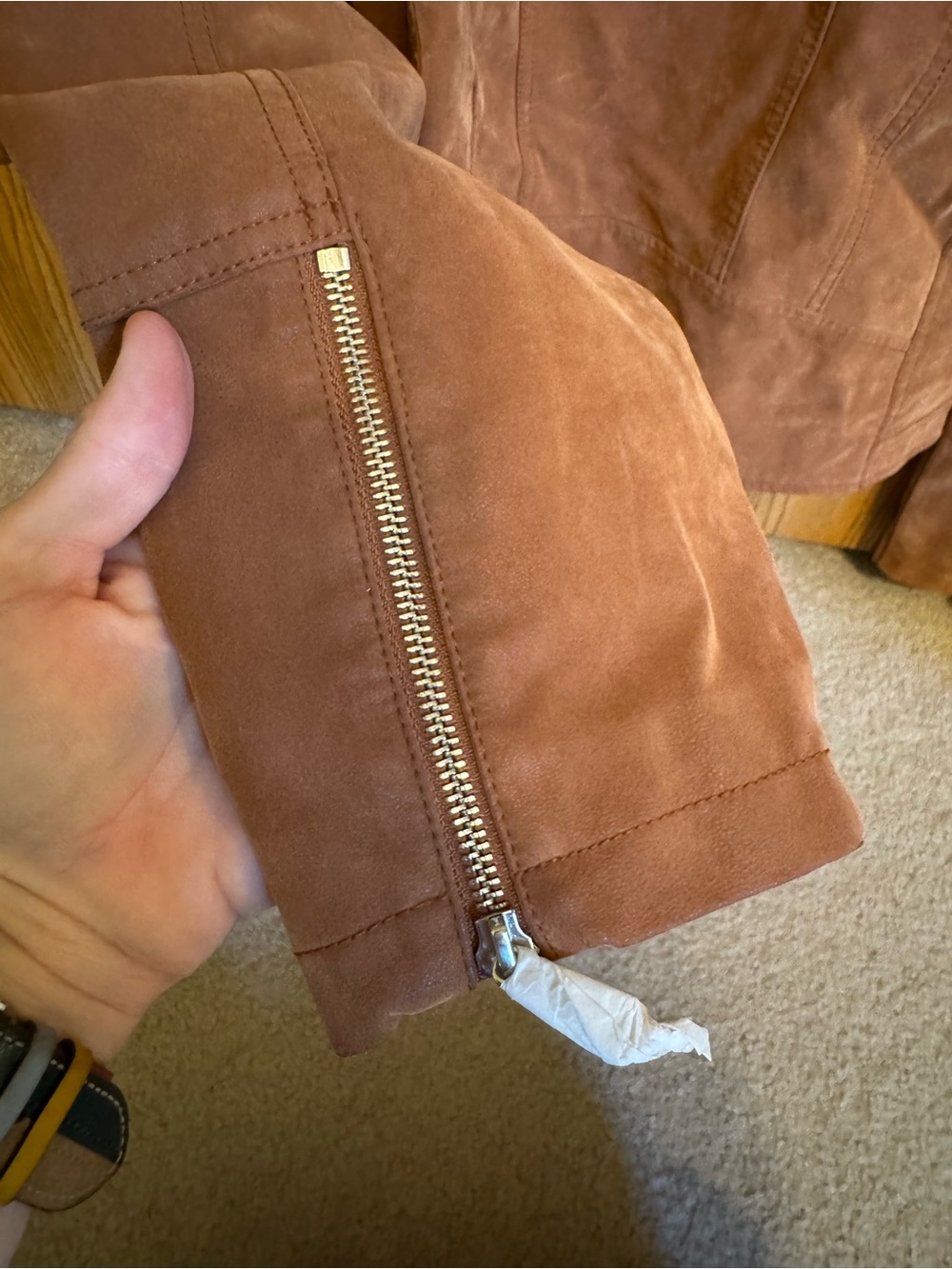 Free People We The Free "Harriet" Hooded Vegan Suede Moto Jacket - Picture 4 of 5